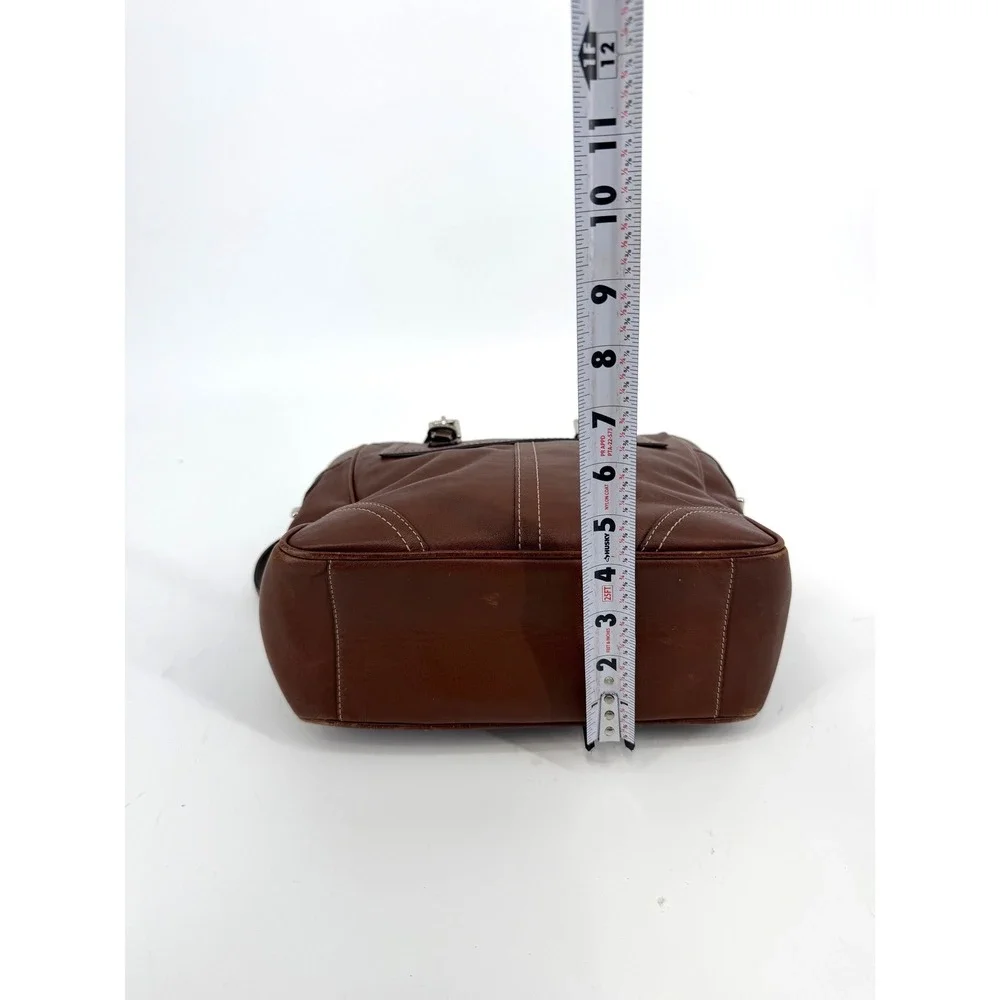 Coach Brown Leather Tote Bag F11396 Vintage Shoulder Bag Purse Silver Hardware - Picture 13 of 15